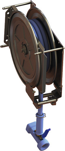 Schlauchaufroller automatisch / Edelstahl / Molkereidampfschlauch 20 m